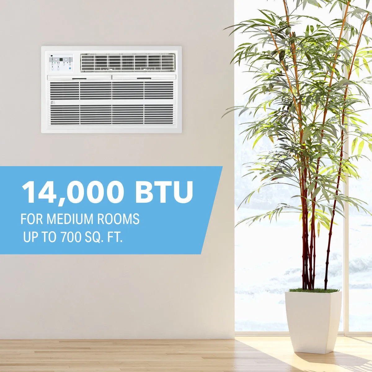 14,000 BTU 230V Through-the-Wall Air Conditioner with Remote Control for Spaces up to 700 Sq. Ft.