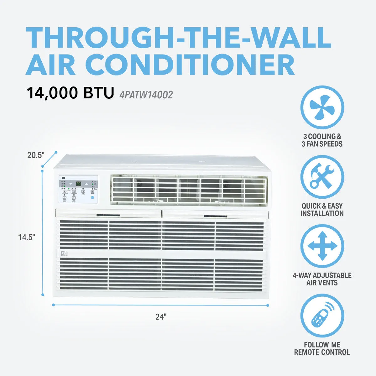 14,000 BTU 230V Through-the-Wall Air Conditioner with Remote Control for Spaces up to 700 Sq. Ft.