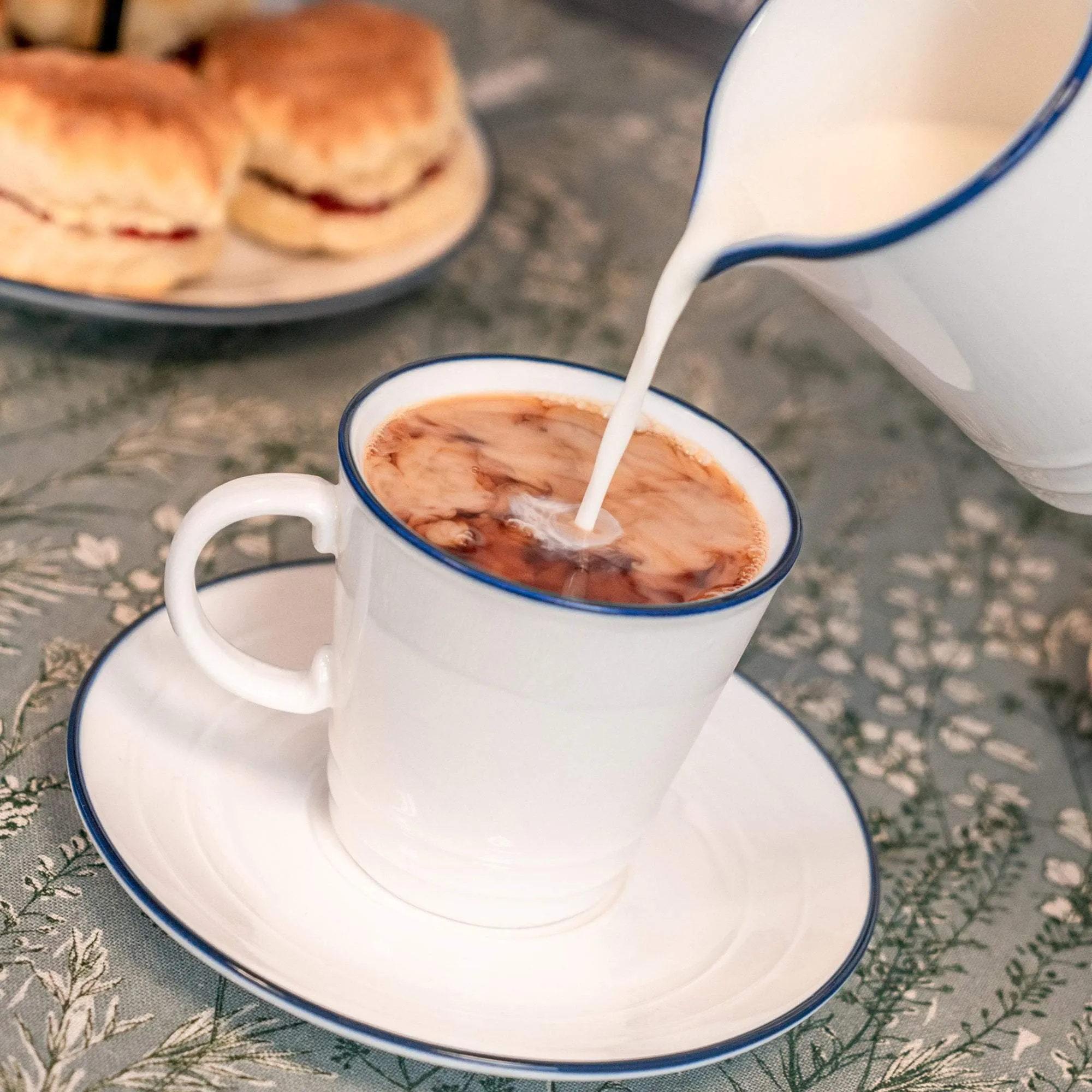 16cm Farmhouse White Porcelain Teacup Saucers - Pack of Six - By Nicola Spring