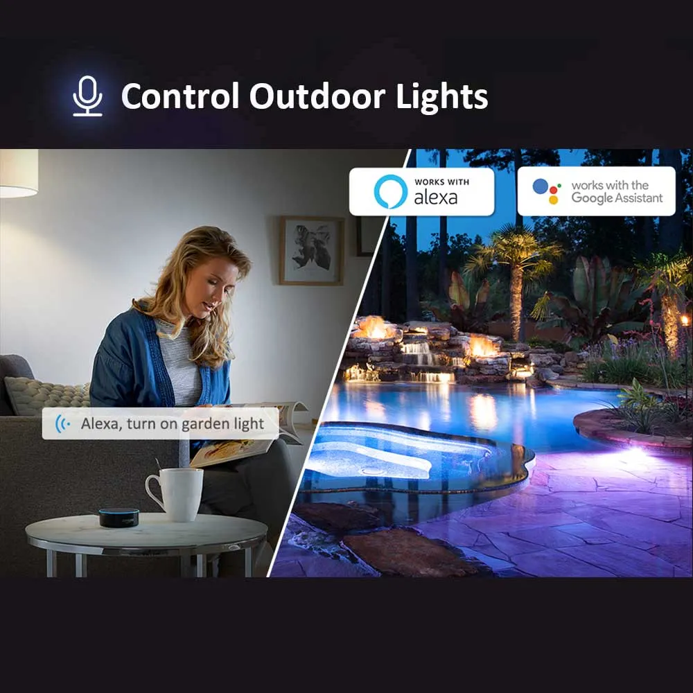 16W Smart WiFi LED Floodlight, RGB CCT Changing, APP & Voice Control, Compatible with Amazon Alexa & Google Home