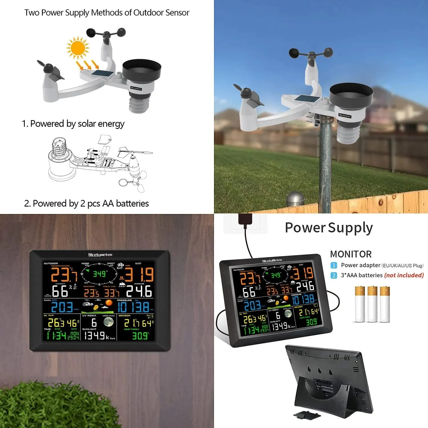 20-In-1 Wi-Fi Weather Station with Digital Display for Temperature, Humidity, Wind Speed Direction, Rainfall