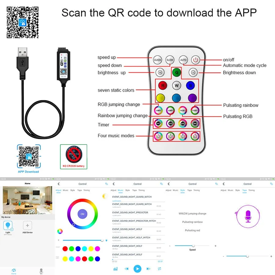 20/25/30M LED RGB Lights Strip   Bluetooth Waterproof 2835 Control Adapter