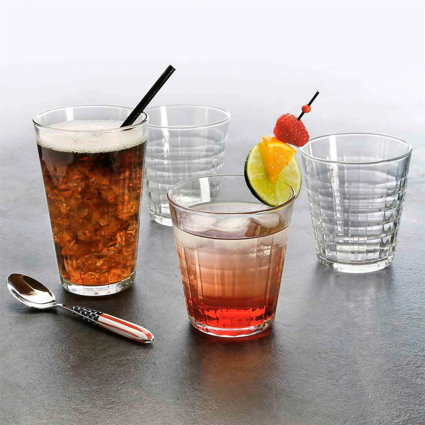 220ml Clear Prisme Water Glasses - Pack of Six - By Duralex