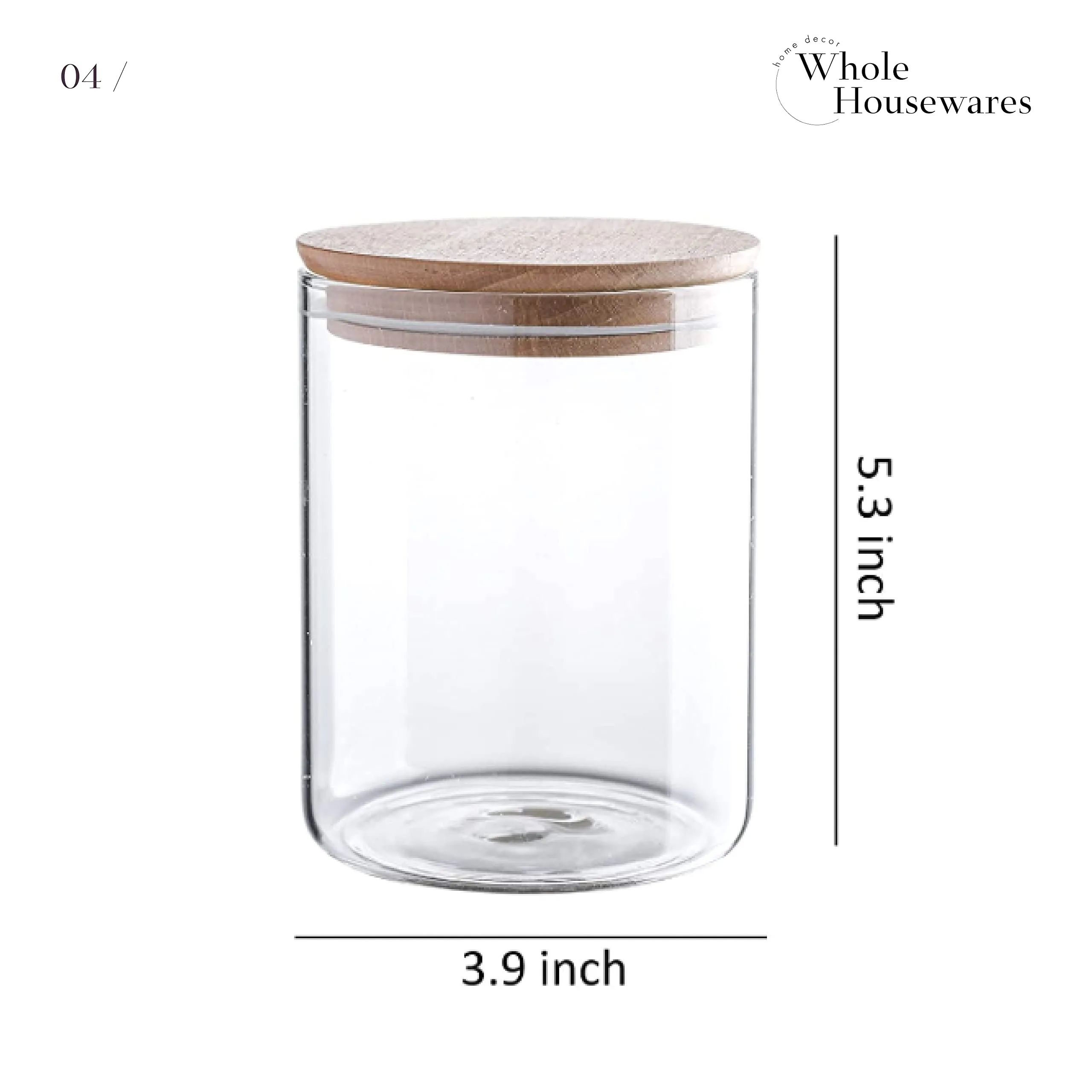 24 Fl Ounce Clear Glass Storage Jar With Beech Wood Lid Set Of 2 Glass Canister