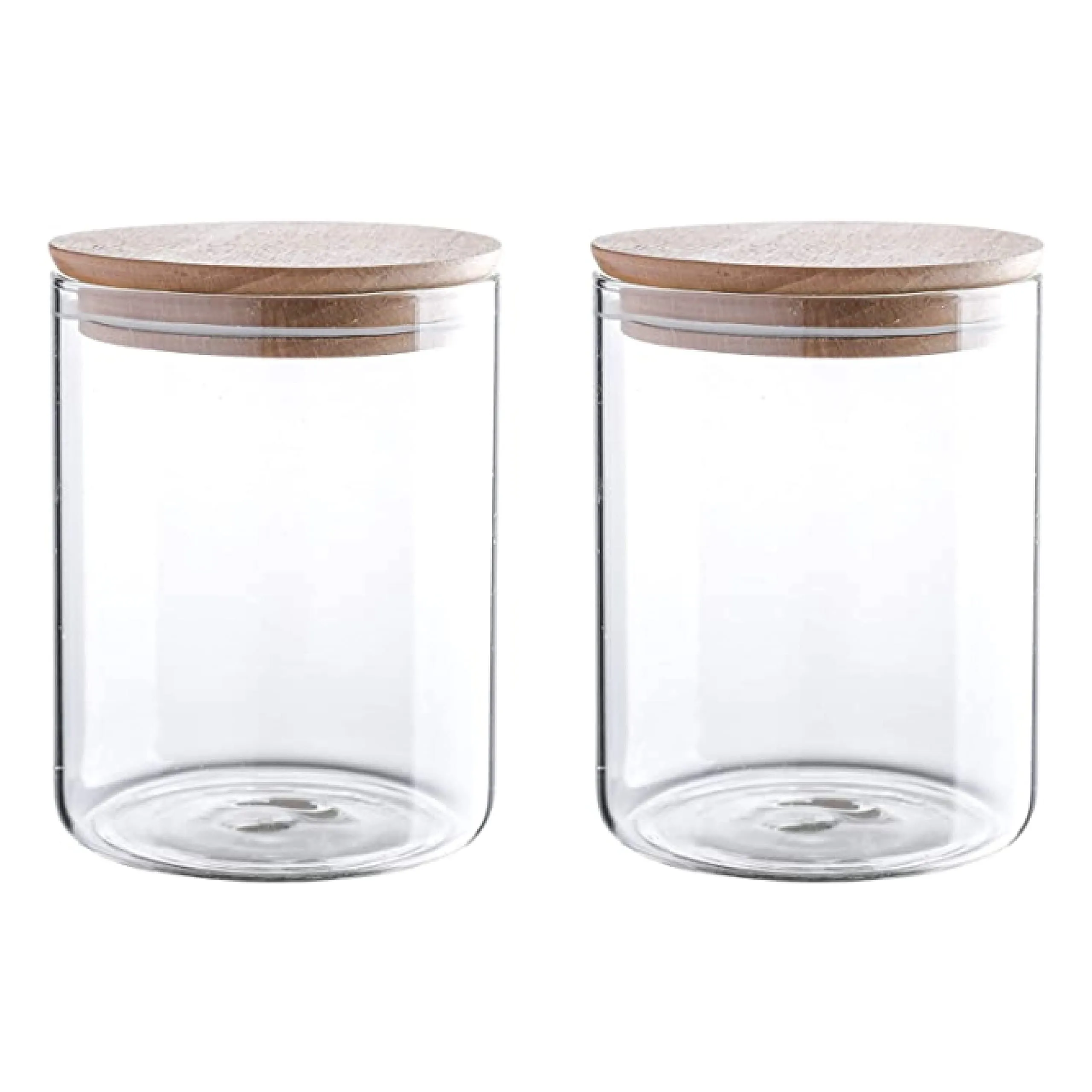 24 Fl Ounce Clear Glass Storage Jar With Beech Wood Lid Set Of 2 Glass Canister