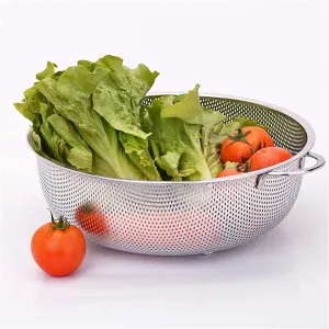 2914 Stainless Steel Rice Vegetables Washing Bowl Strainer Collapsible Strainer.