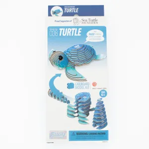 3D Blue Cardboard Puzzle Turtle