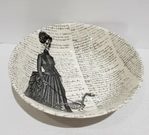 9" Victorian Lady Walking Dog Serving Bowl