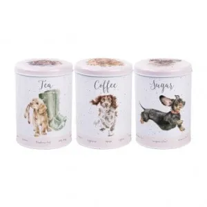 'A Dog's Life' Set of Tea, Coffee Sugar Storage Caddies