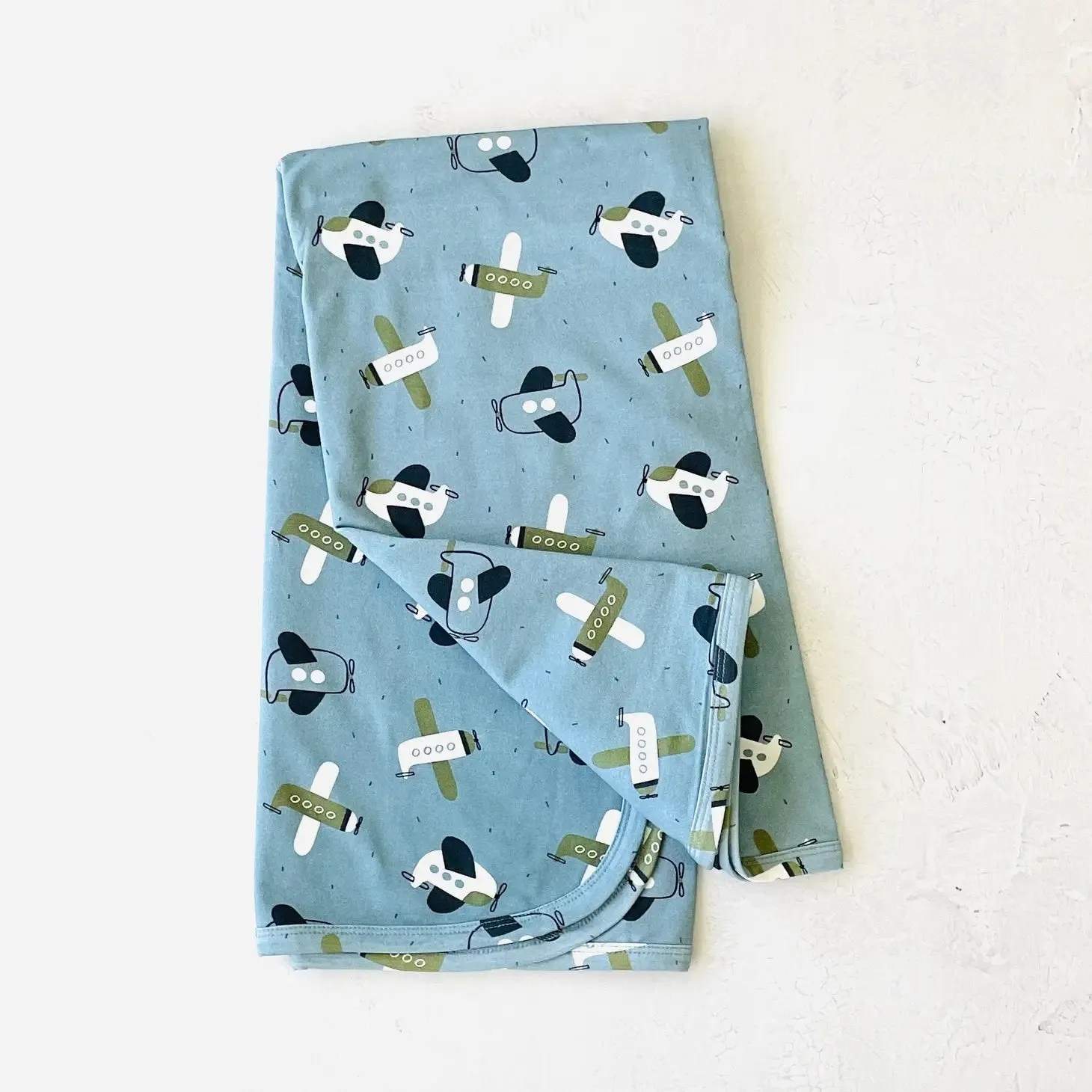 Airplanes Reversible Baby Blanket (Organic Jersey)