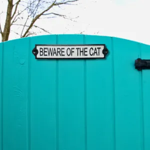 Beware of the Cat Cast Iron Plaque Sign