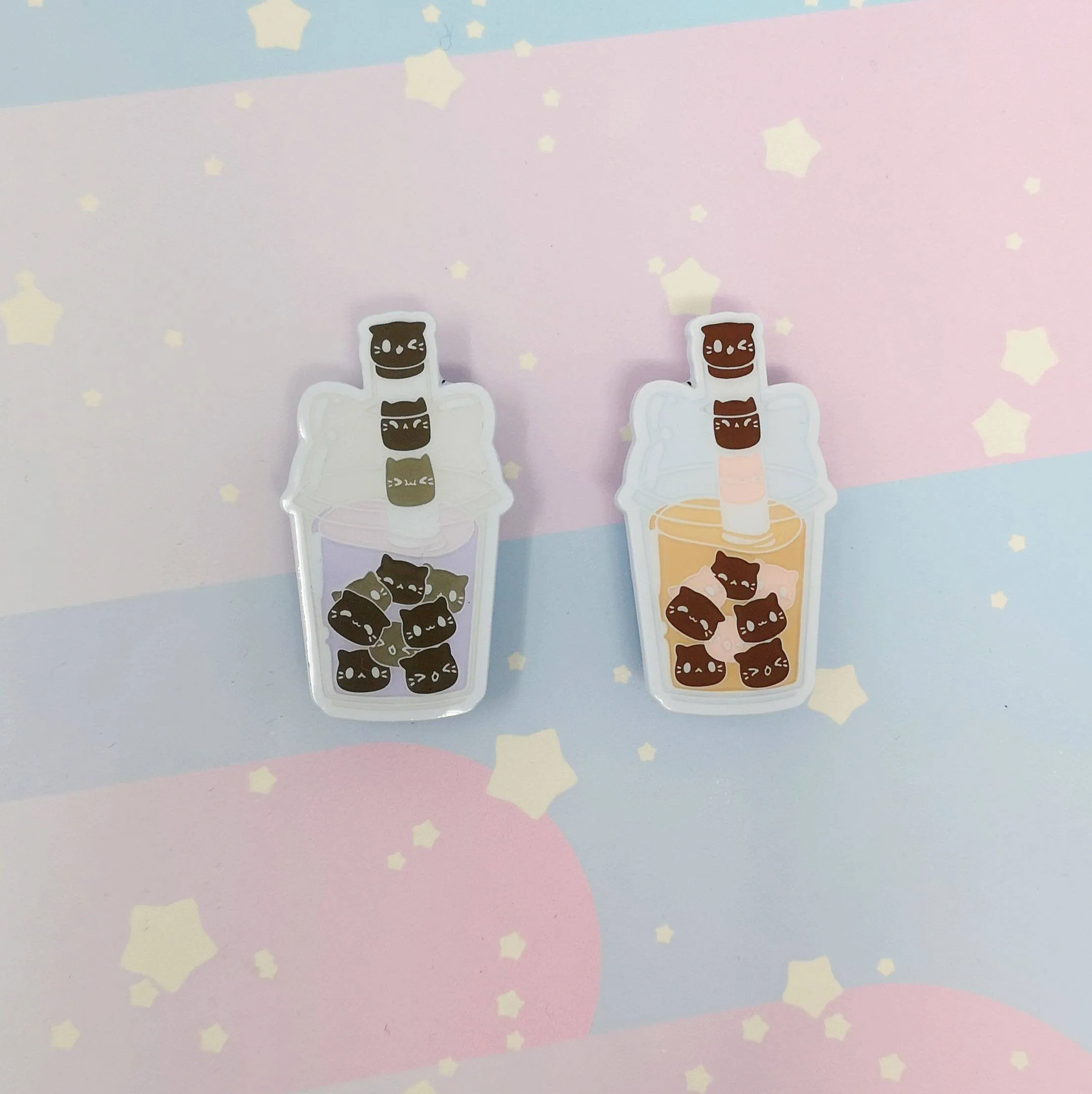 Bubble Kittea Enamel Pins - Thai Tea