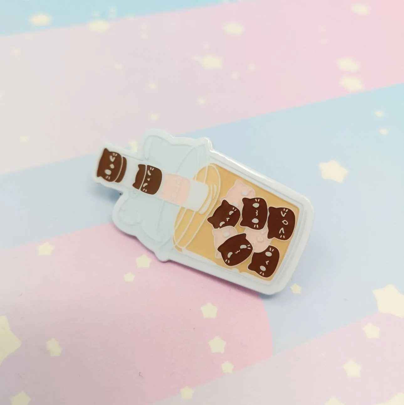 Bubble Kittea Enamel Pins - Thai Tea