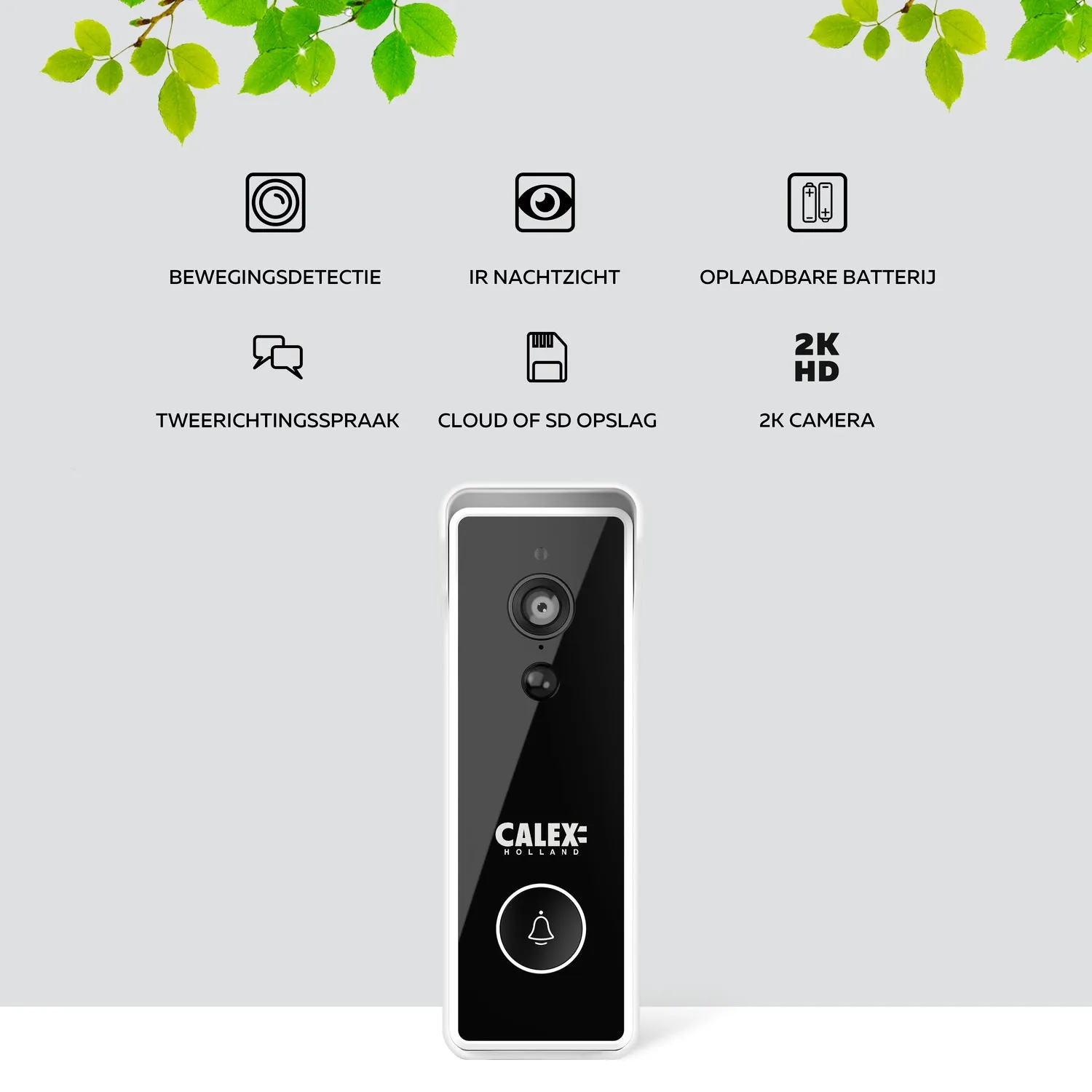 Calex Smart Battery Video Doorbell - excl SD card - incl Chime