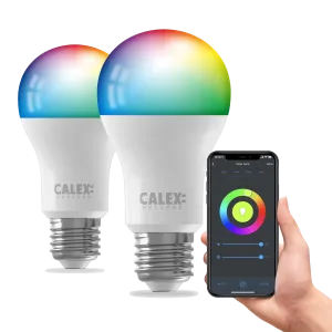 Calex Smart LED Bulb - 2 pieces - E27- A60 - RGB   Warm White - 9.4W