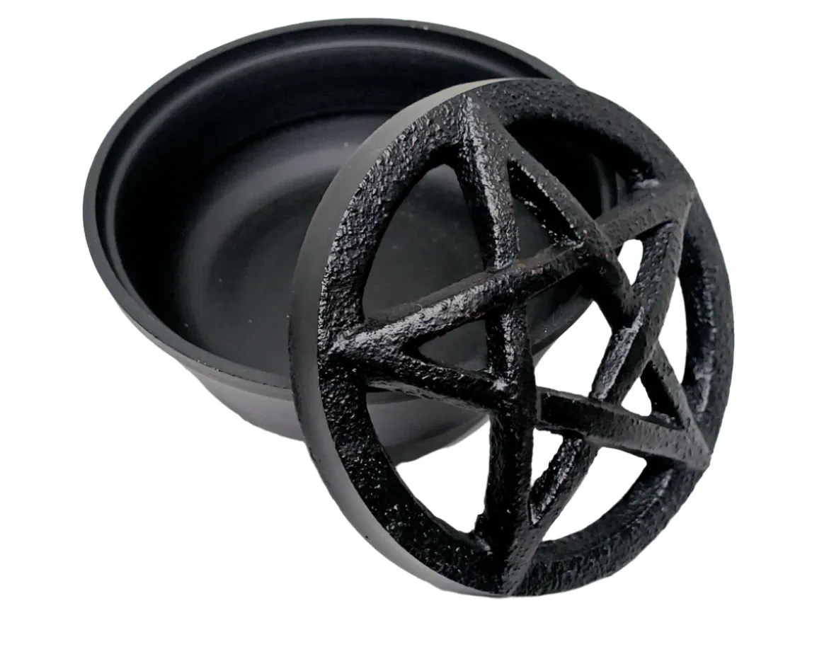 Cast Iron Bowl with Pentagram Lid