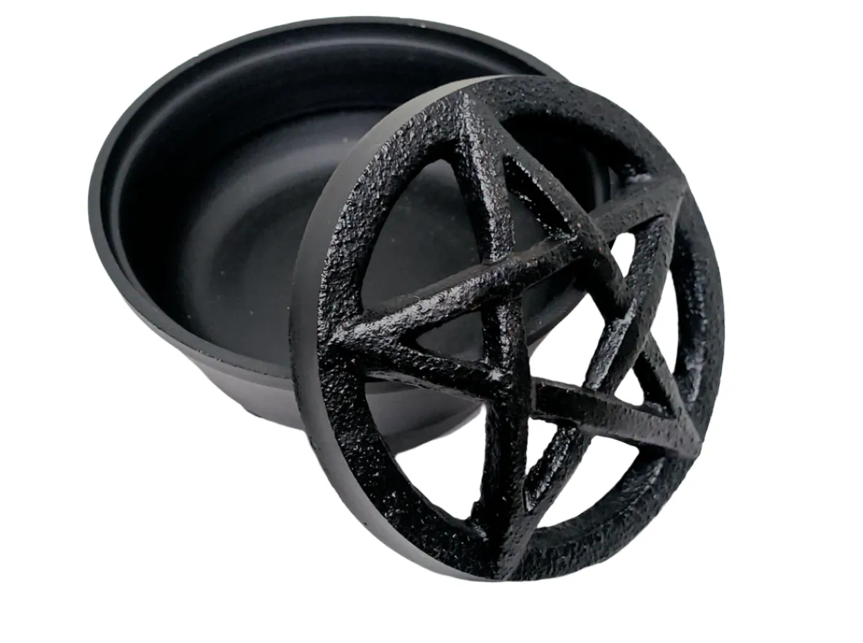 Cast Iron Bowl with Pentagram Lid