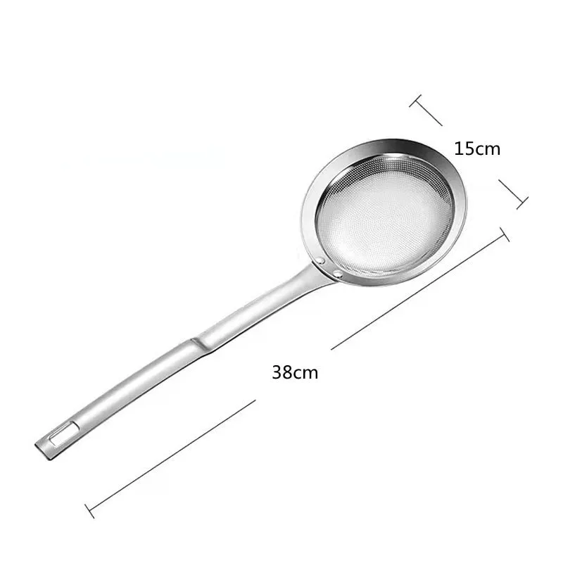 Filter Scoop Stainless Steel Fat Skimmer Spoon Fine Mesh Strainer Food Strainer With Handle Kitchen Oil Skimmer Strainer FU