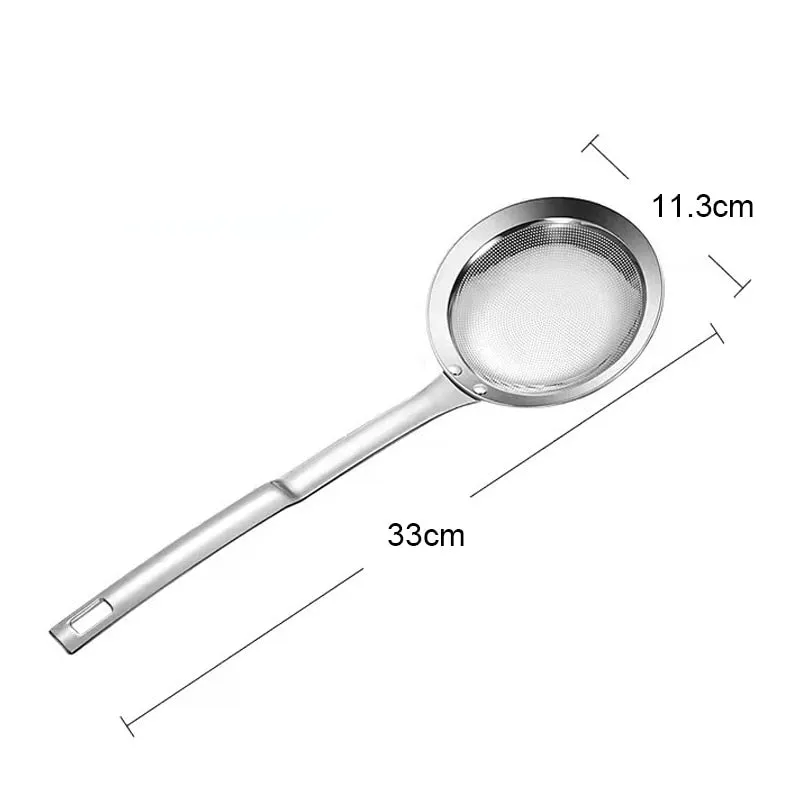 Filter Scoop Stainless Steel Fat Skimmer Spoon Fine Mesh Strainer Food Strainer With Handle Kitchen Oil Skimmer Strainer FU