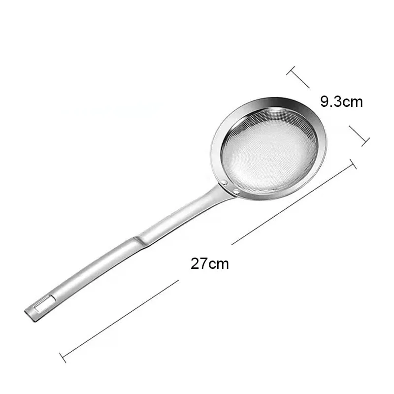 Filter Scoop Stainless Steel Fat Skimmer Spoon Fine Mesh Strainer Food Strainer With Handle Kitchen Oil Skimmer Strainer FU