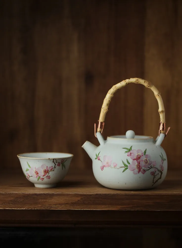 Gohobi Hand-painted Floral Tea Set Teapot Tea cup