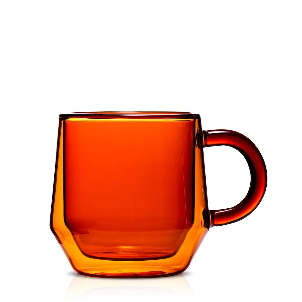 Hearth Double-Wall Glass Mug (8oz/240ml) - Amber, Set of 2