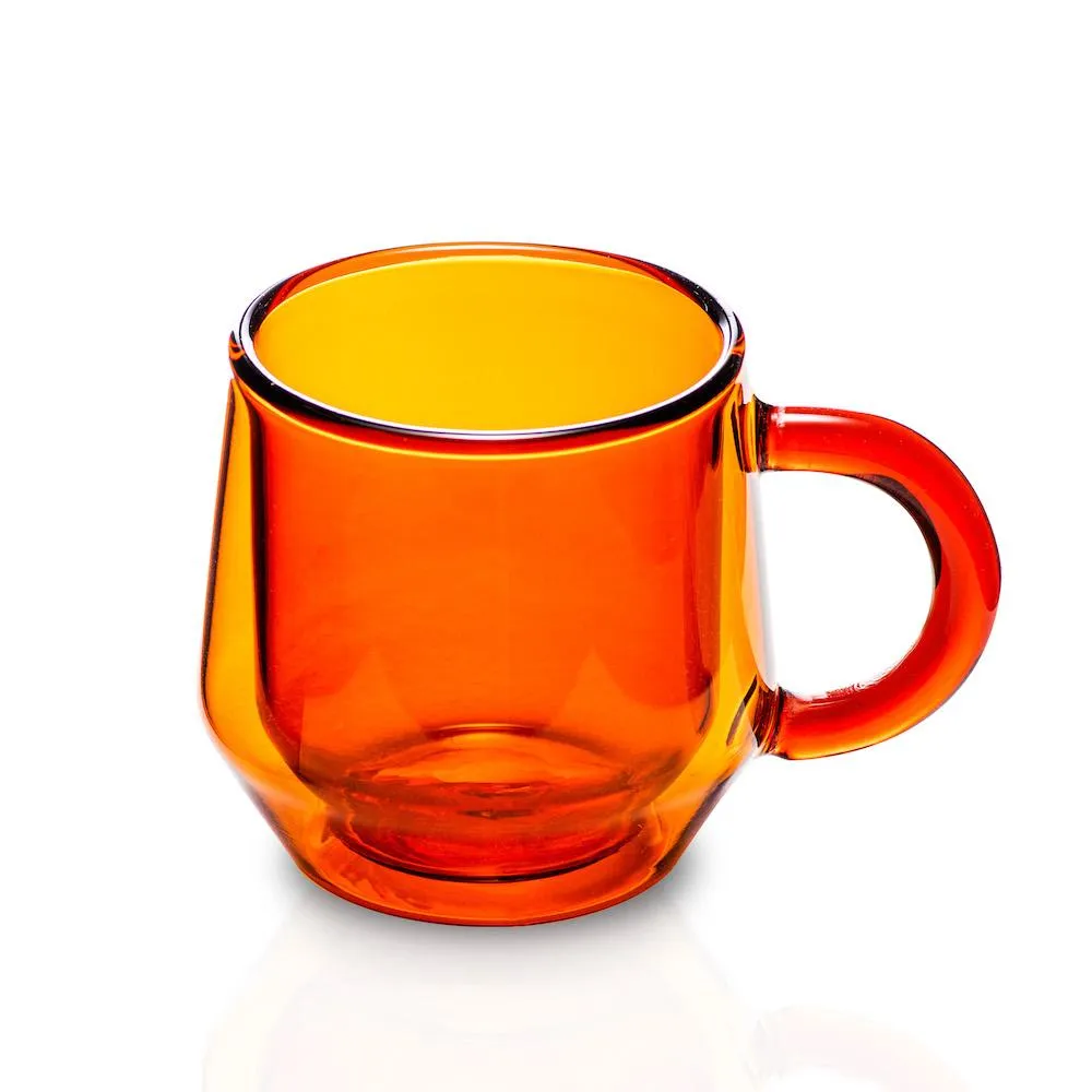 Hearth Double-Wall Glass Mug (8oz/240ml) - Amber, Set of 2