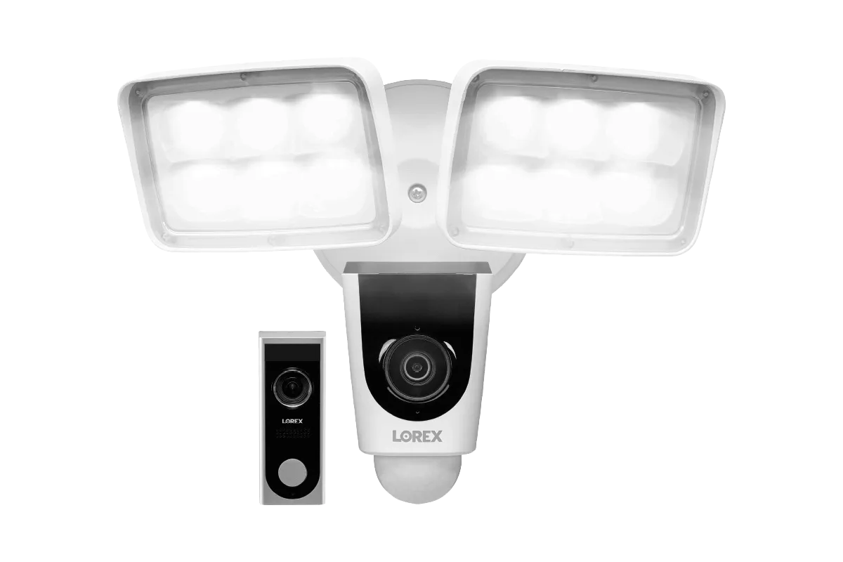 Home Monitoring Kit featuring Wi-Fi Floodlight Camera and 1080p HD Video Doorbell