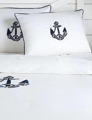 Luxe Nautique Embroidered Anchor Bedding