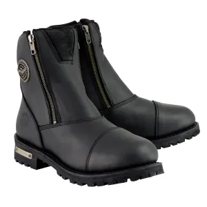 Milwaukee Leather Women's Black Premium Leather Double Sided Zipper Motorcycle Riding Boots MBL202