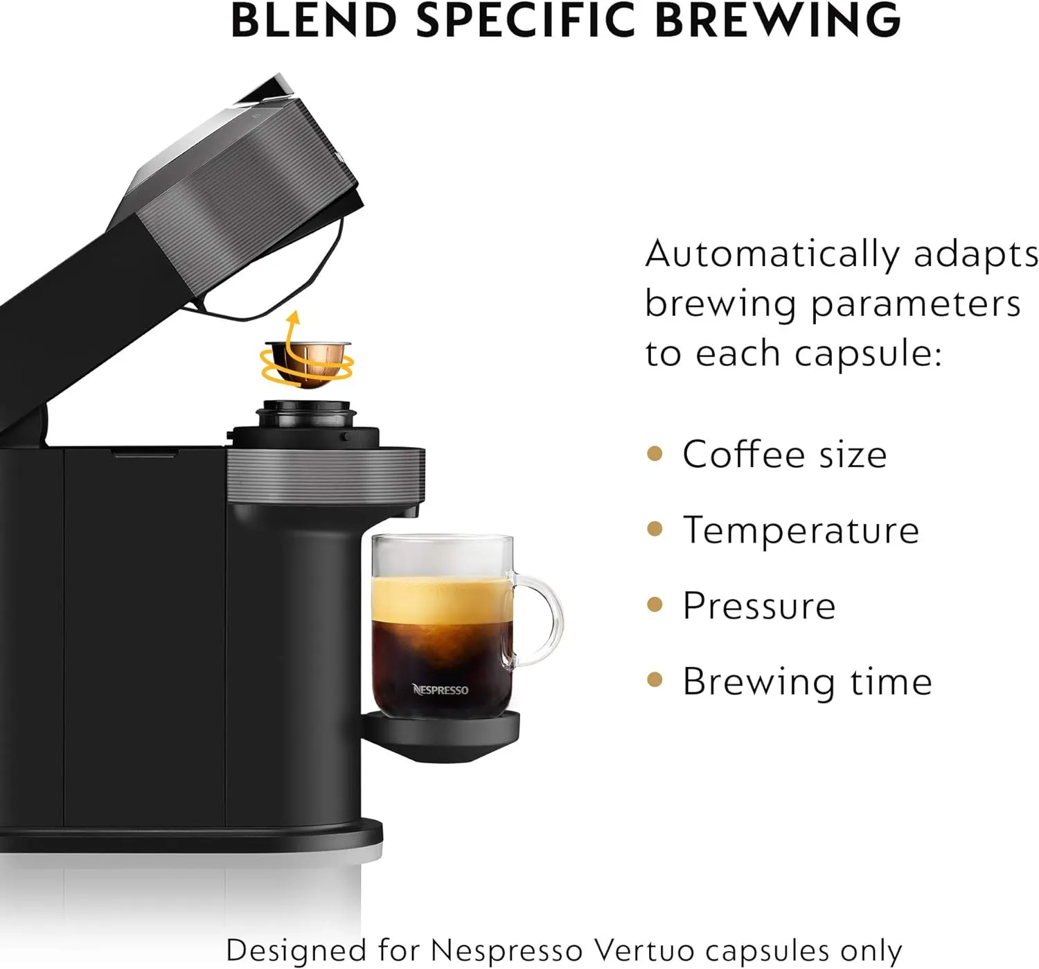 Nespresso Vertuo Next Coffee & Espresso Machine by De'Longhi, Dark Grey w/Aeroccino Milk Frother, One Touch Brew, Single-Serve Coffee & Espresso Maker