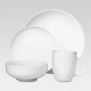 New - Porcelain 16pc Coupe Dinnerware Set White - Threshold