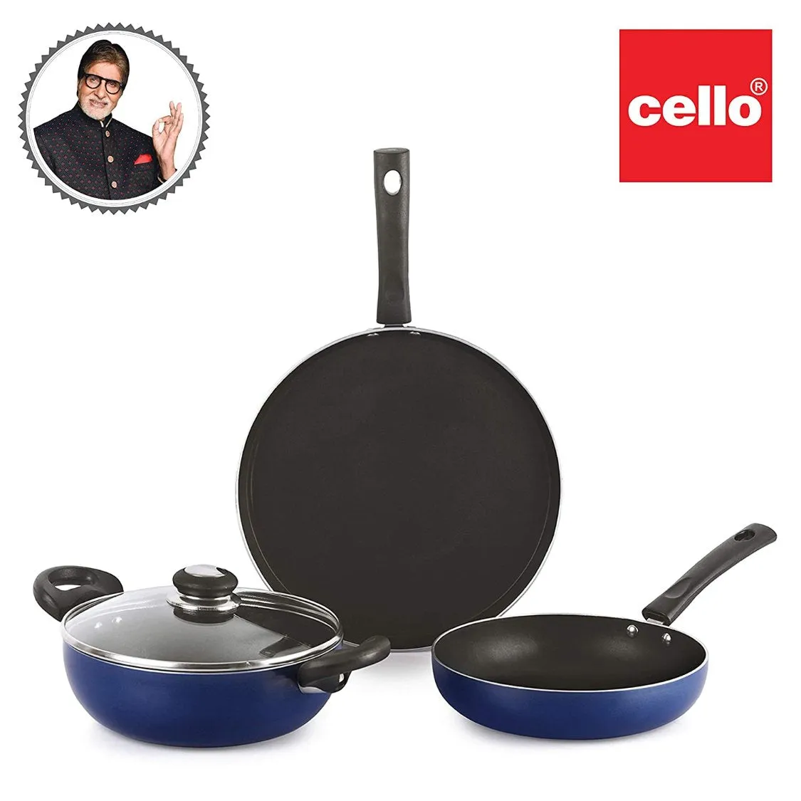 Non-Stick Prima Induction Base Cookware Set, 3 Pieces