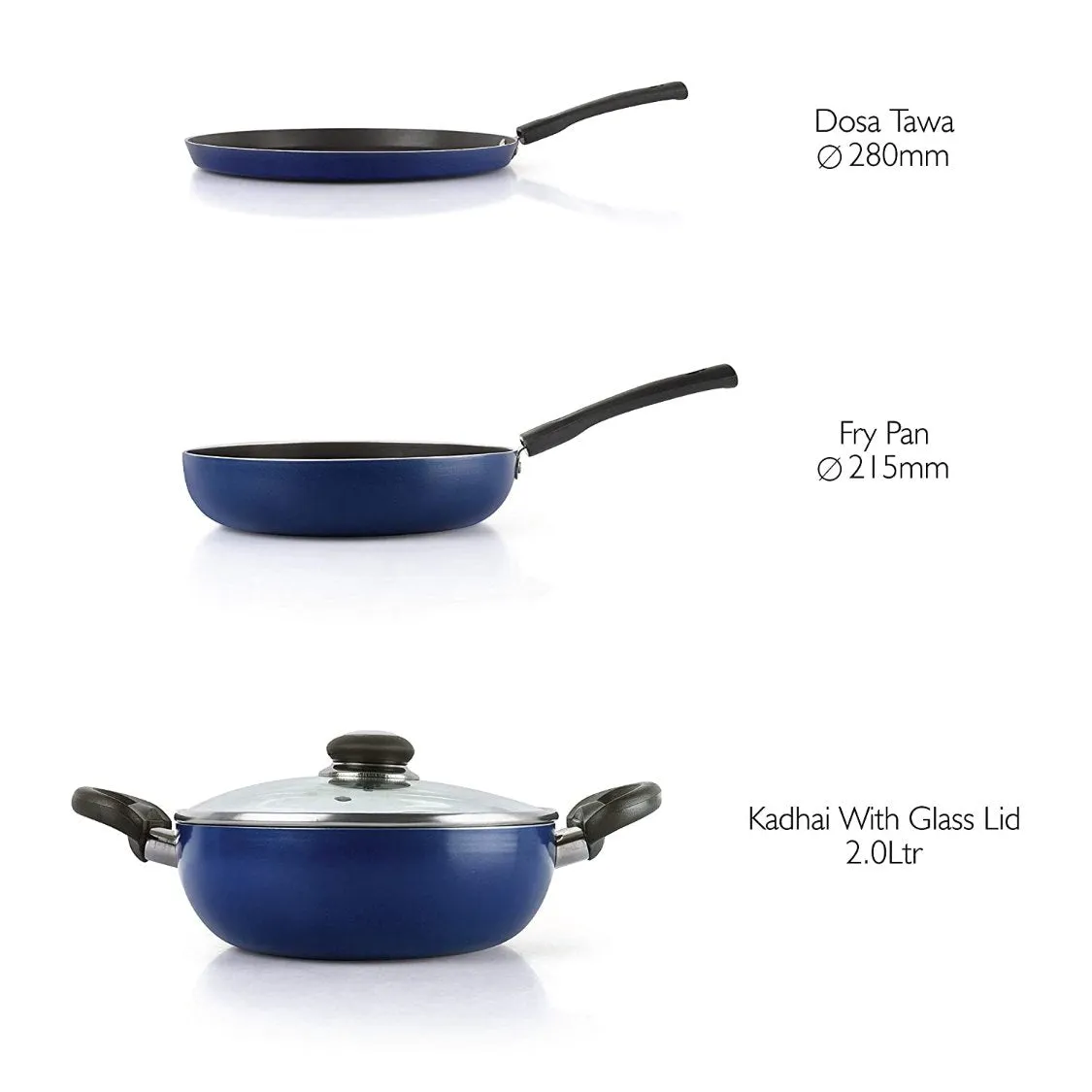 Non-Stick Prima Induction Base Cookware Set, 3 Pieces