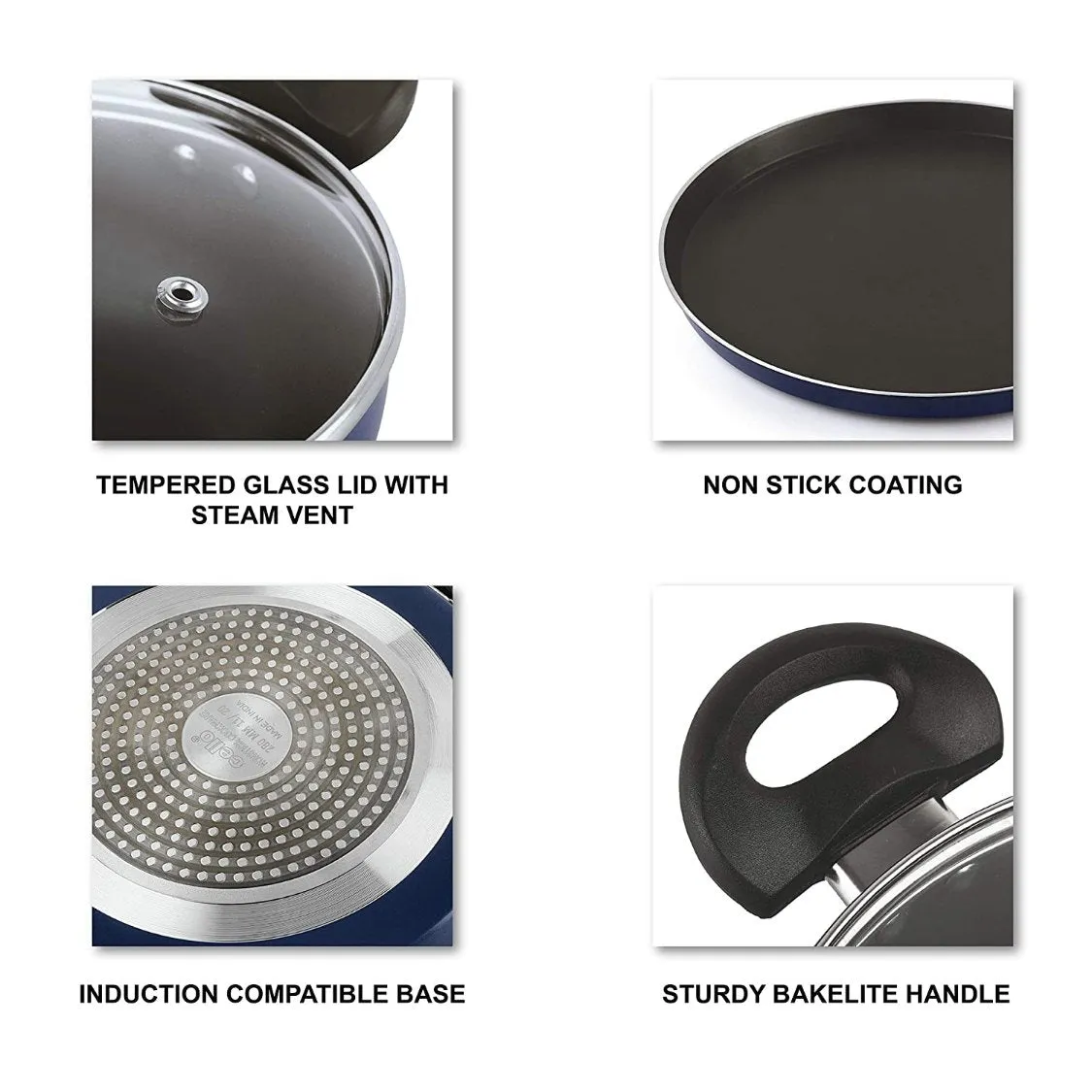 Non-Stick Prima Induction Base Cookware Set, 3 Pieces