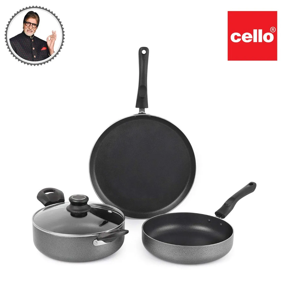 Non-Stick Prima Induction Base Cookware Set, 3 Pieces