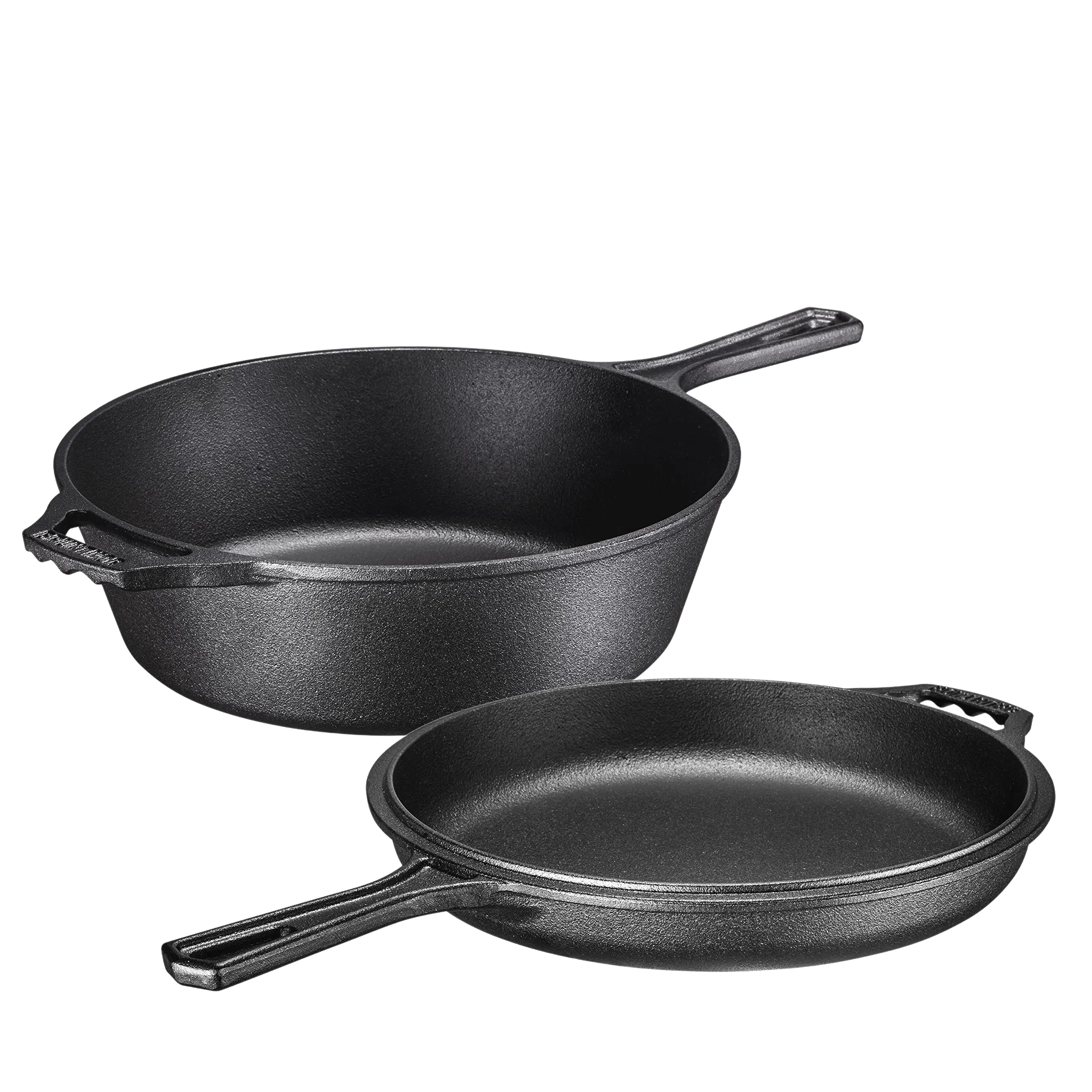 PreSeasoned 2-In-1 Cast Iron Multi-Cooker Heavy Duty Skillet And Lid Set, Versatile