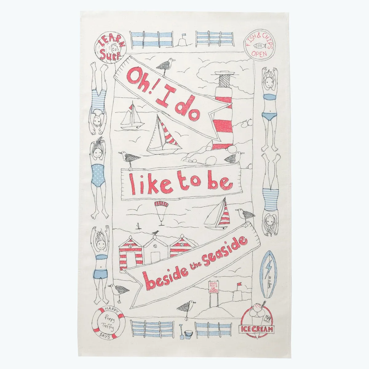 seaside tea towel