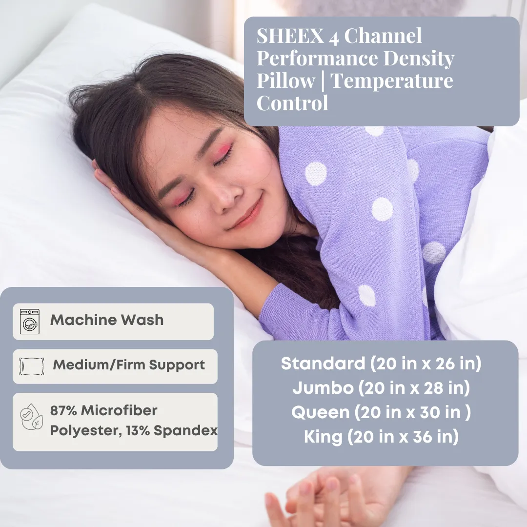 SHEEX 4 Channel Performance Density Pillow | Temperature Control