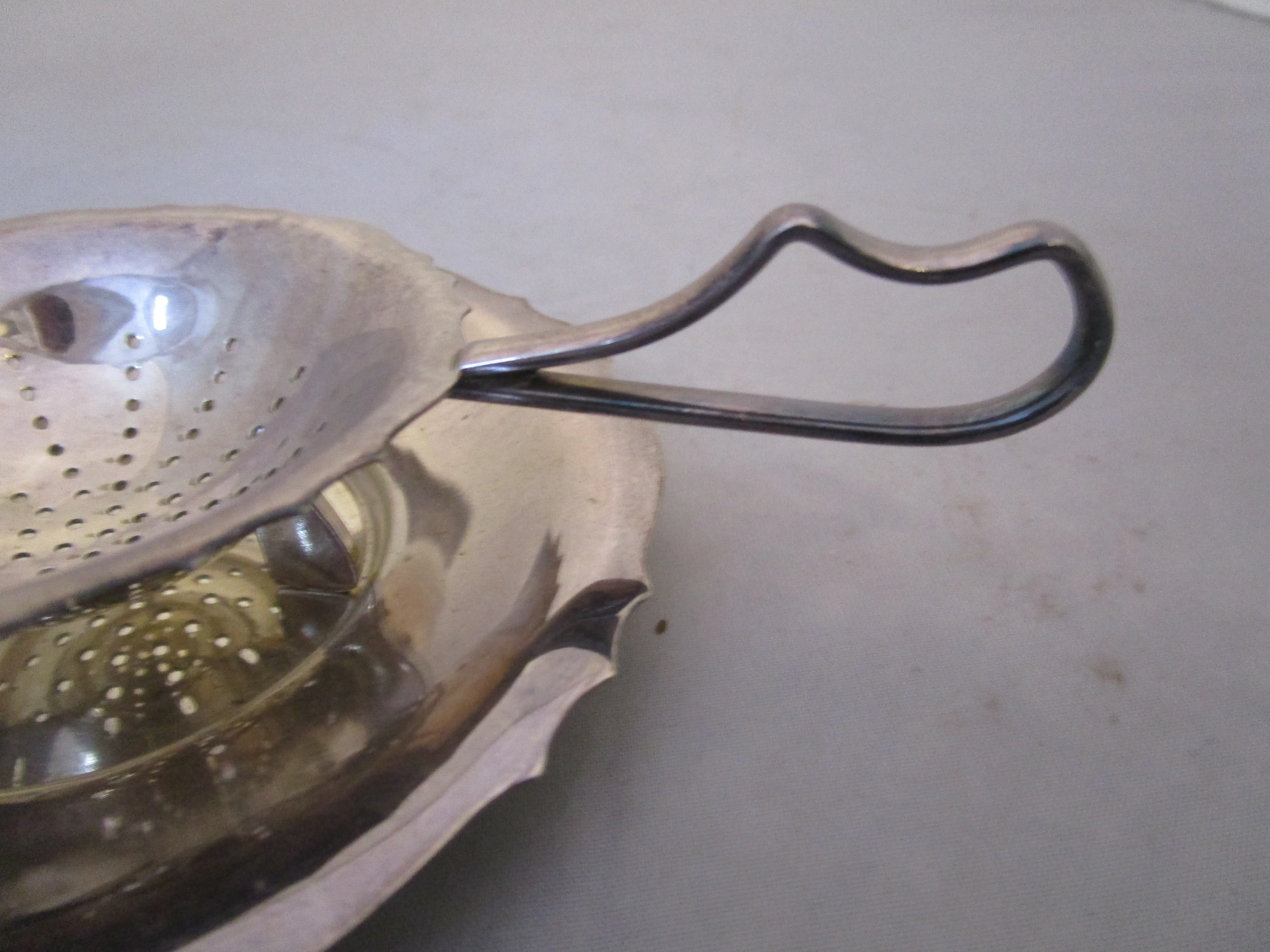 Silver Plate Tea Strainer On Stand Antique Edwardian c1910