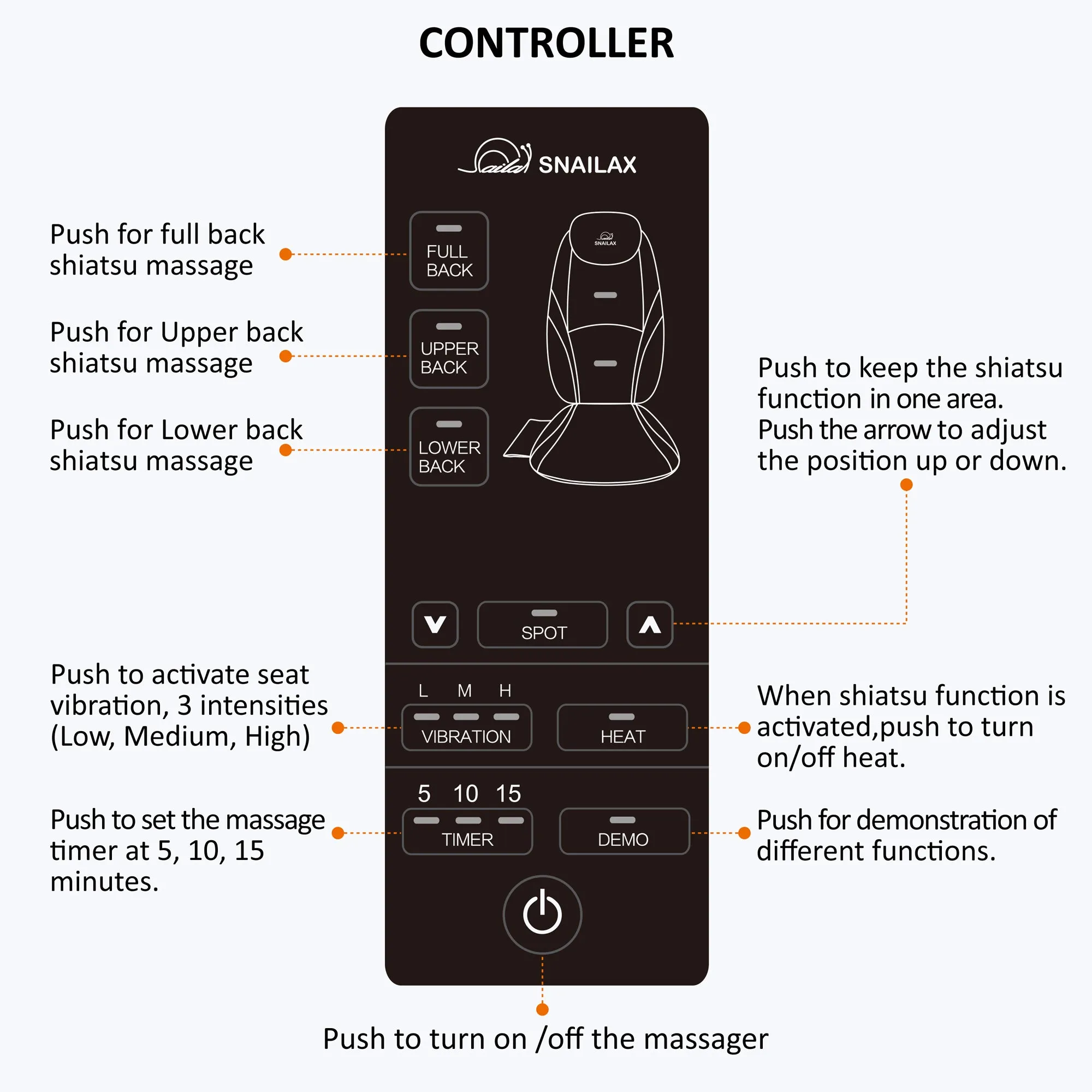 Snailax Smart App Control Shiatsu Back Massage with Heat -256H-APP