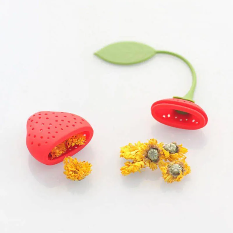 Tea Strainer Non-toxic Strawberry Shape Silicone Tea Infuser Tea Bag