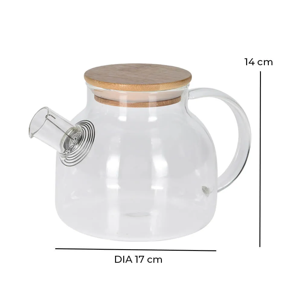 1 Litre Heat-Resistant Borosilicate Glass Teapot with Eco-Friendly Bamboo Lid – Perfect for Tea Lovers