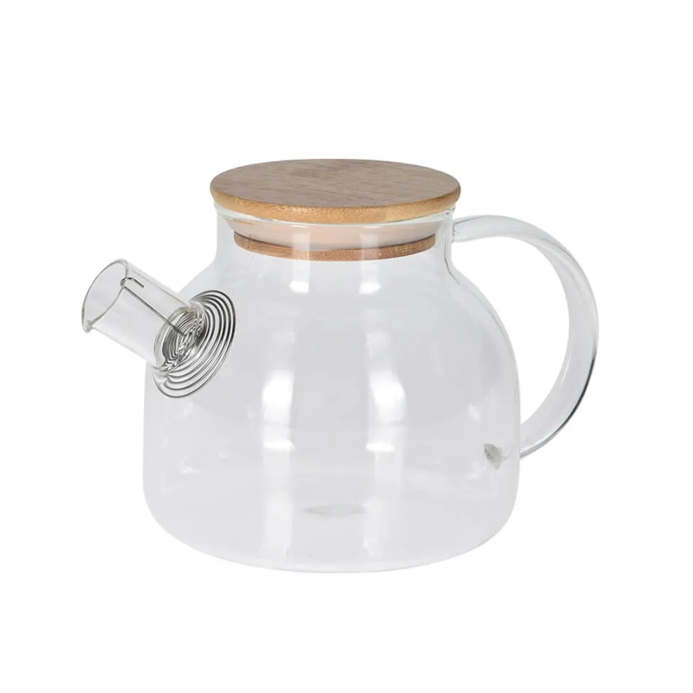 1 Litre Heat-Resistant Borosilicate Glass Teapot with Eco-Friendly Bamboo Lid – Perfect for Tea Lovers