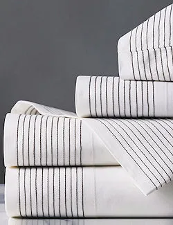 Tidal Stripe Dove Gray Chain Stitch Sheet Set