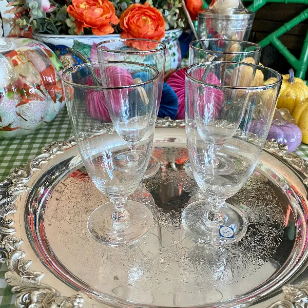 Vintage Lenox Glasses, Montclair Pattern, Platinum Trim,Hand Blown, 3 Sherbet, 5 Water, 4 Ice Tea