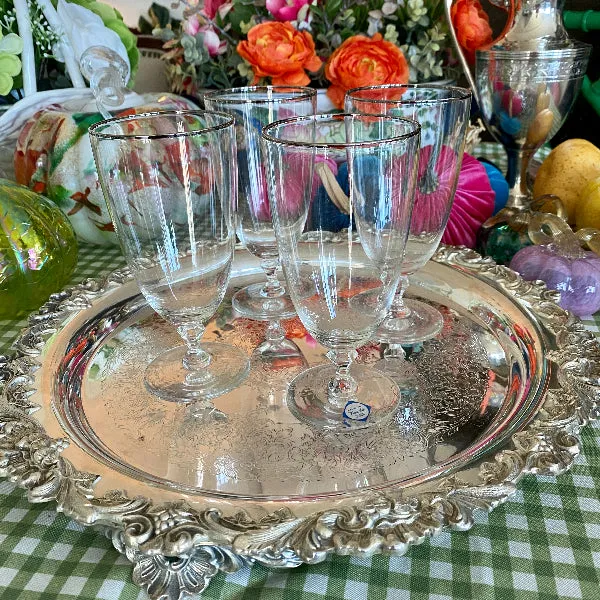 Vintage Lenox Glasses, Montclair Pattern, Platinum Trim,Hand Blown, 3 Sherbet, 5 Water, 4 Ice Tea