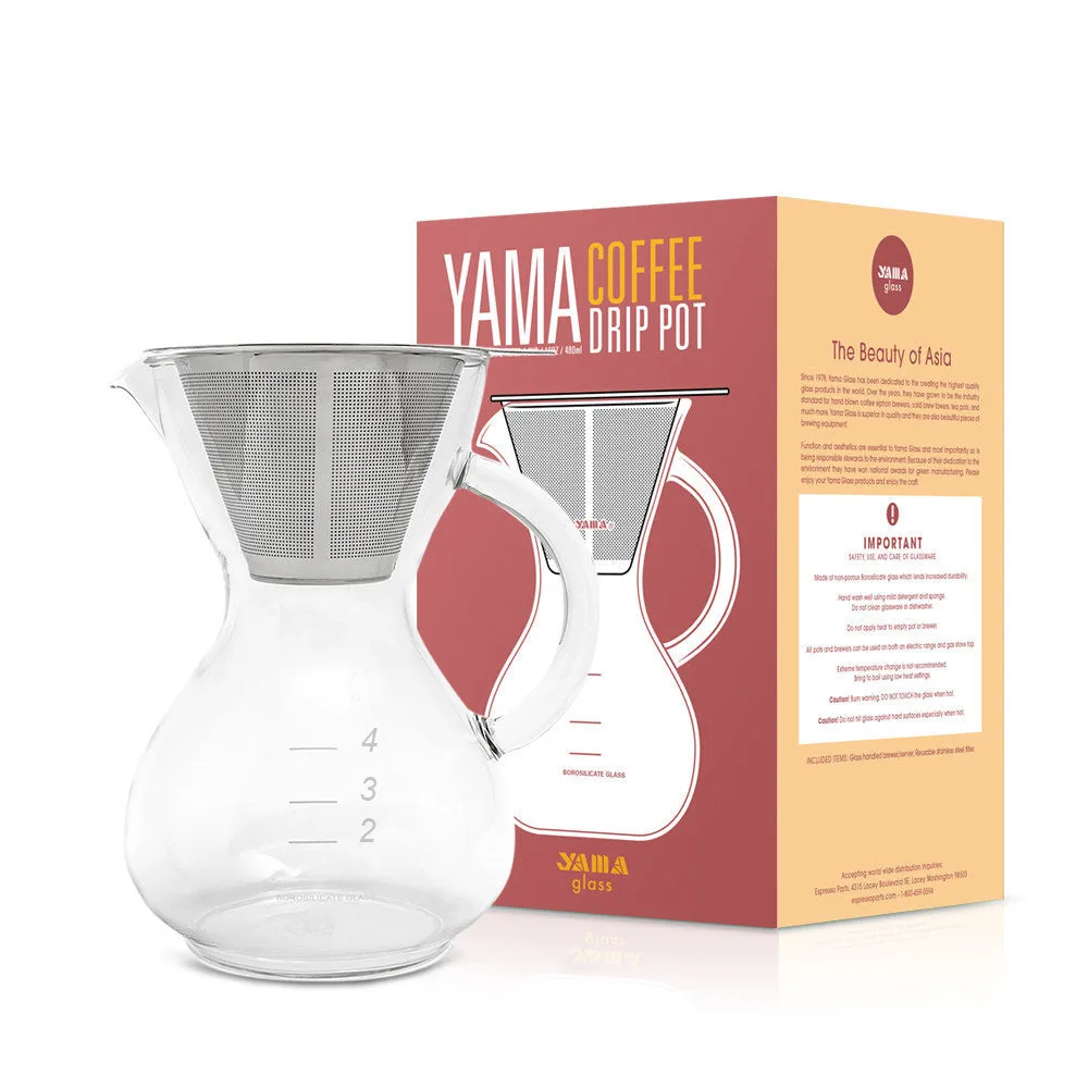 Yama Coffee Drip Pot w/ Glass Handle & Filter Cone - 20oz